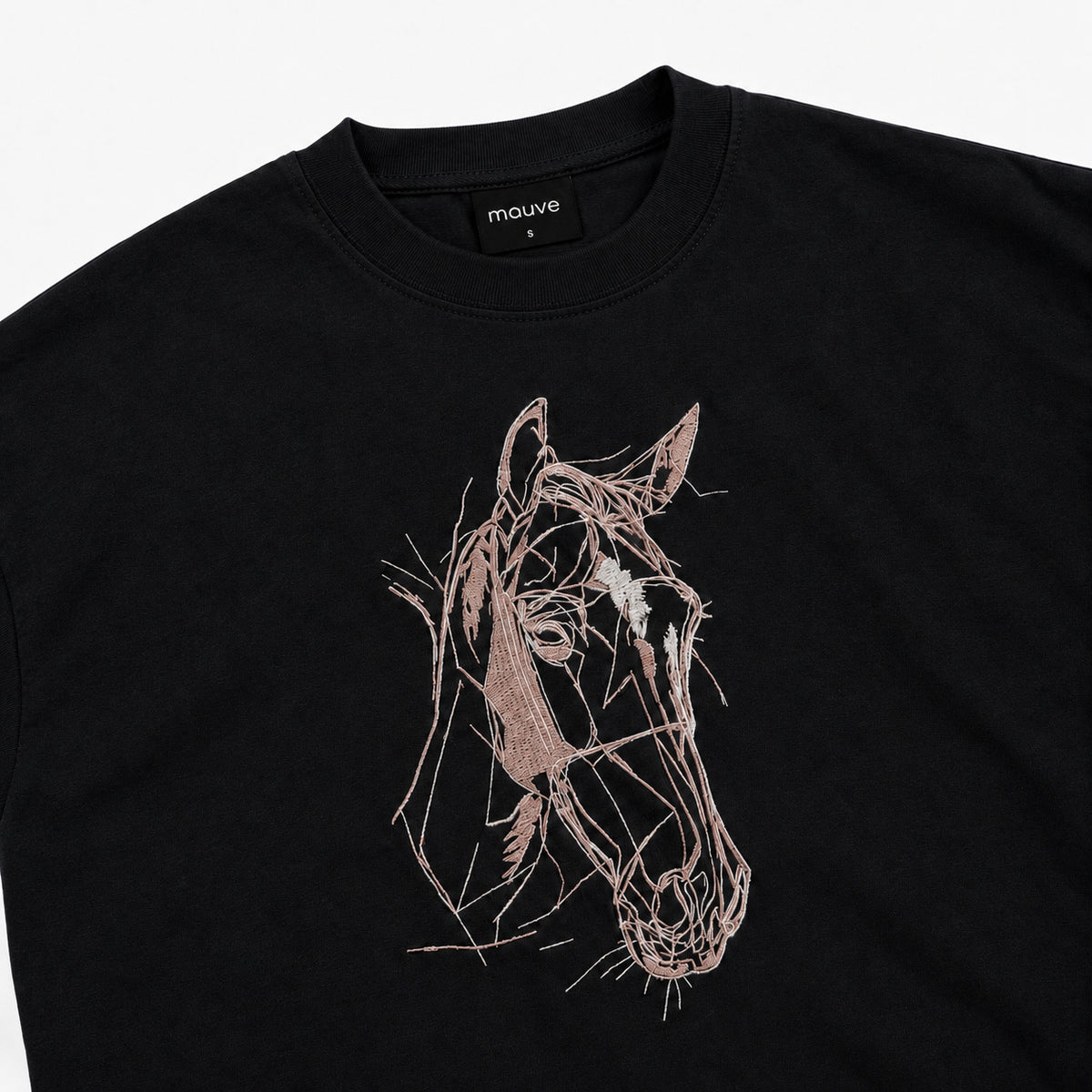Embroided horse Cotton T Shirt
