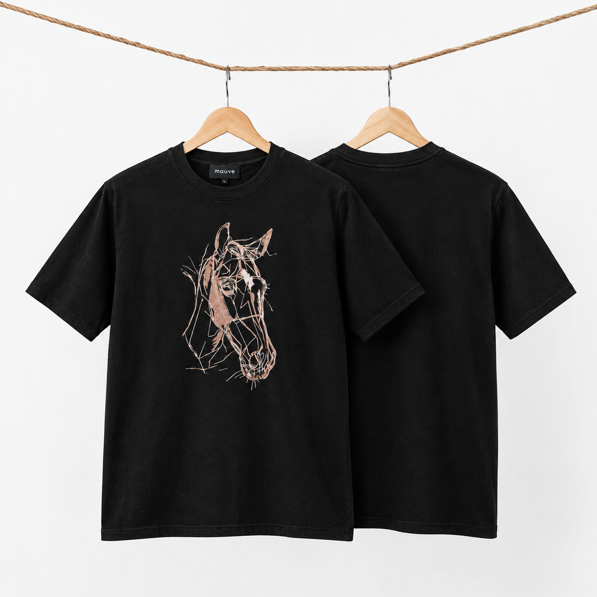 Embroided horse Cotton T Shirt